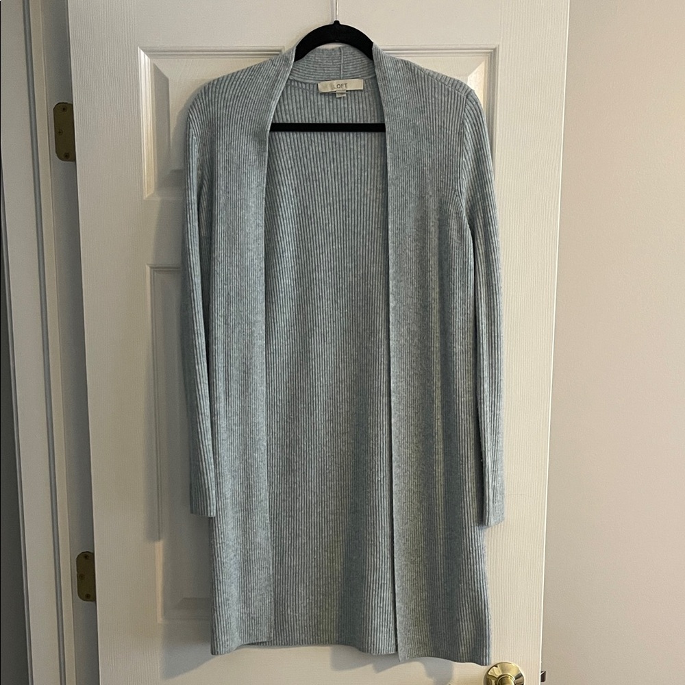 LOFT Light Green Open Front Cardigan